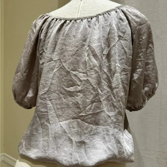 Satin scoop neck blouse in mocha color - Picture 4 of 5